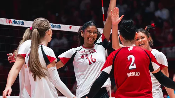 Badgers celebrate after point against Michigan