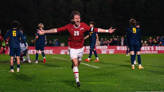 Ellis Jones celebrates a goal against Michigan