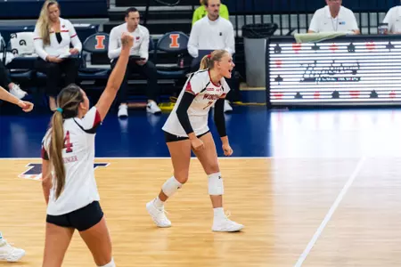 Kristen Simon celebrates after point at Illinois