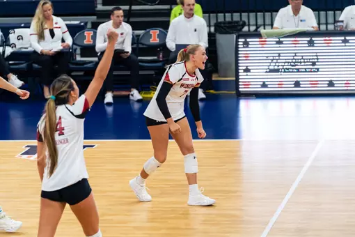 Kristen Simon celebrates after point at Illinois