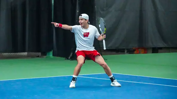 Matthew Fullerton celebrates a point against Western Michigan