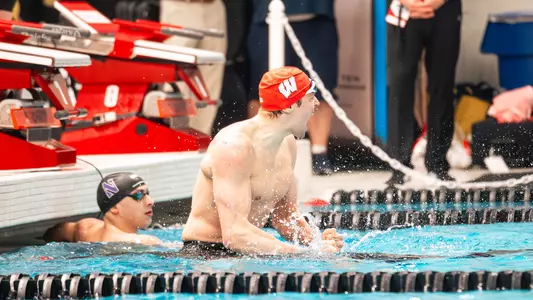 Dominik Mark Torok celebrates after 800 free relay