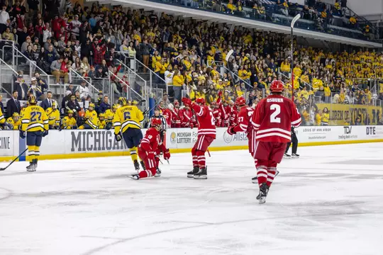 Adam Pietila celebrating a goal at Michigan