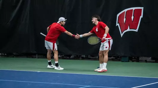 Fullerton and Meszaros celebrate a point