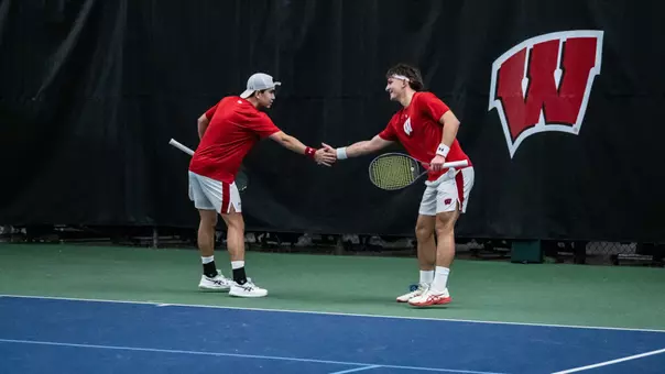 Fullerton and Meszaros celebrate a point