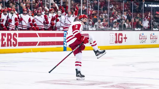 Luke Osburn celebrates a goal