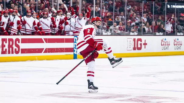 Luke Osburn celebrates a goal