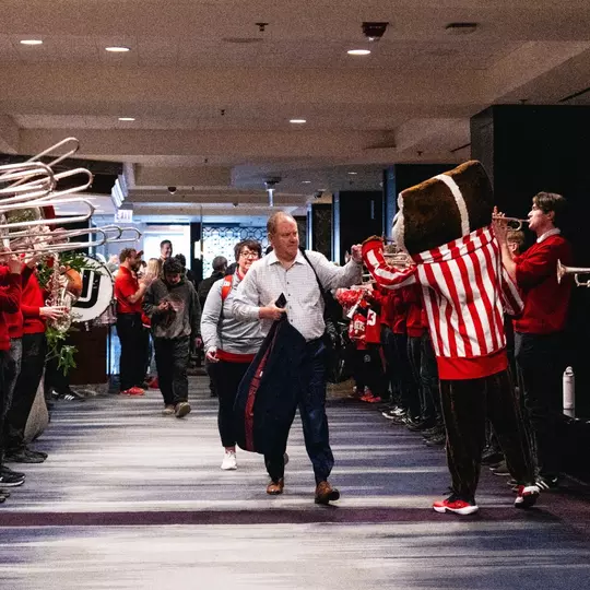 Greg Gard and Bucky Badger