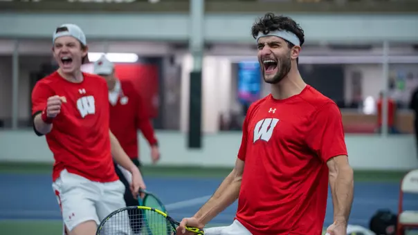 Michael Minasyan celebrates a doubles point