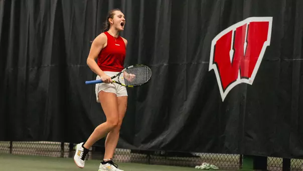 Kaja Jacobson celebrates after a point