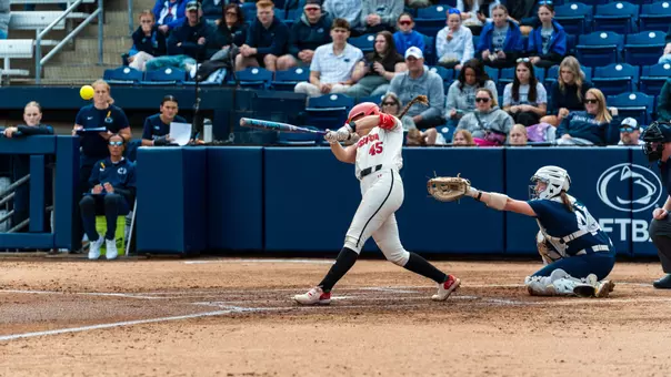 Alivia Bark barrels a hit versus Penn State.