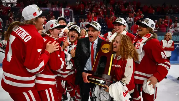 NCAA Ice Hockey - Wisconsin Women's Hockey Team Celebrates National Championship with Coach Mark Johnson