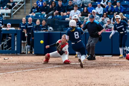 Hilary Blomberg tags Penn State runner out at the plate