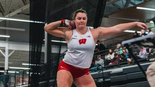 danni langseth throwing shot put at big tens