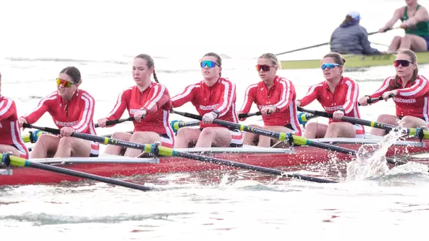 Wisconsin women's rowing on the water