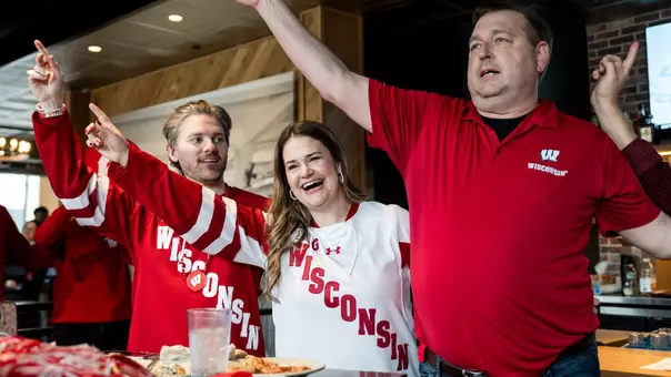 Fans at a men's hockey pregame event in Worcester