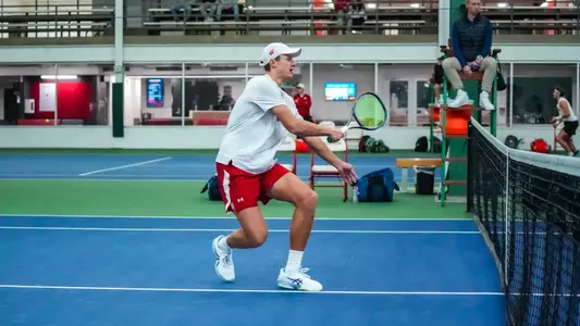Tomas Zlatohlavek returns a pass in doubles action