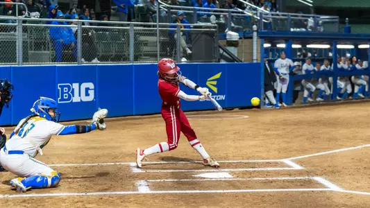 Danielle Lucey barrels a hit against UCLA.