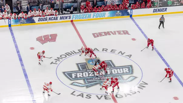 NCAA Frozen Four center ice faceoff