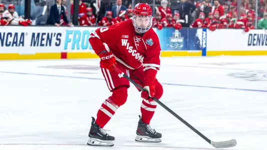 Christian Fitzgerald skates in the NCAA title game