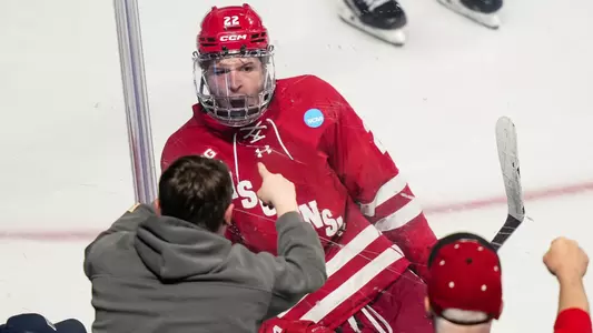 Jack Horbach celebrates scoring a goal in the NCAA Tournament