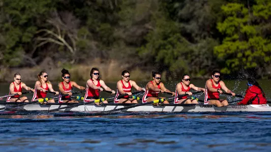 Second Varsity Eight racing at the 2026 B1G Invite in California