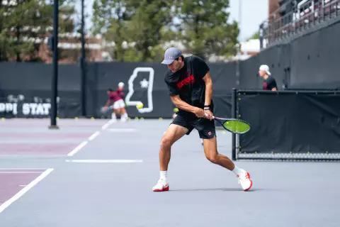 Wisconsin men's tennis practices in Starkville, Miss.