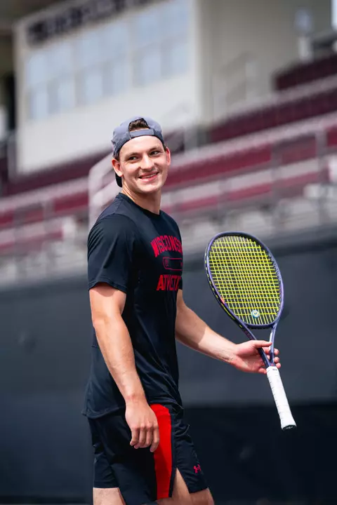 Wisconsin men's tennis practices in Starkville, Miss.