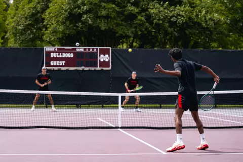 Wisconsin men's tennis practices in Starkville, Miss.