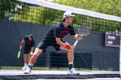 Wisconsin men's tennis practices in Starkville, Miss.