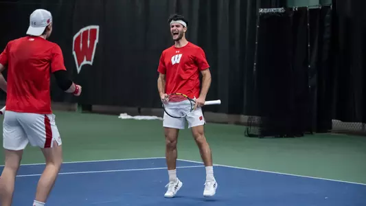 Michael Minasyan celebrates a doubles point