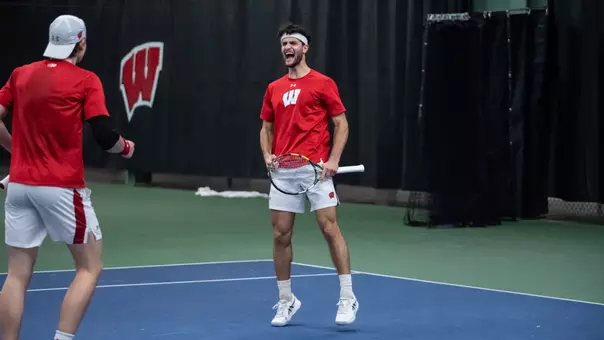 Michael Minasyan celebrates a doubles point