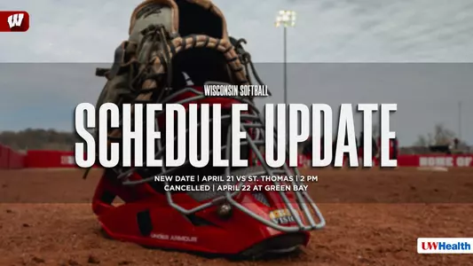 Softball schedule change vs St. Thomas and Green Bay web graphic
