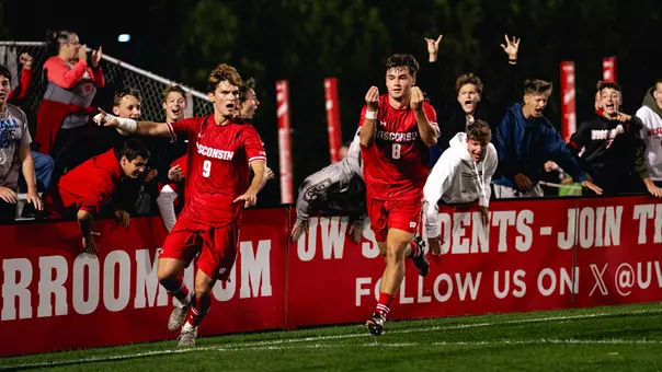 Matthew Zachemski and Markie Hrojevic celebrate a goal