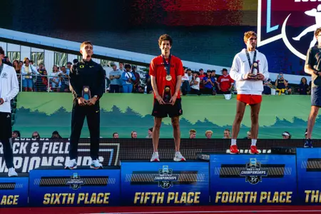 Matan Ivri at the NCAA Championships with his fifth-place trophy