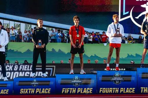 Matan Ivri at the NCAA Championships with his fifth-place trophy