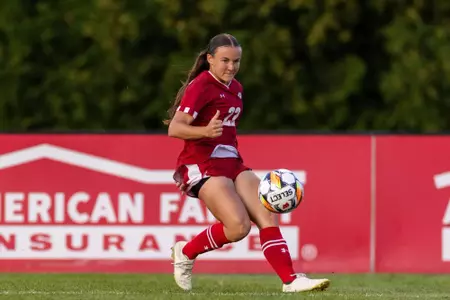 Jenna Baumann receiving a pass - Wisconsin Women's Soccer vs BYU