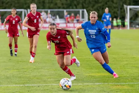 Jenna Baumann runs down the ball - Wisconsin Women's Soccer vs BYU