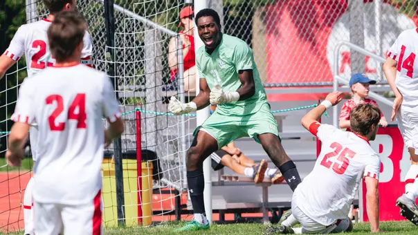 Judewellin Michel celebrates a save against Oakland