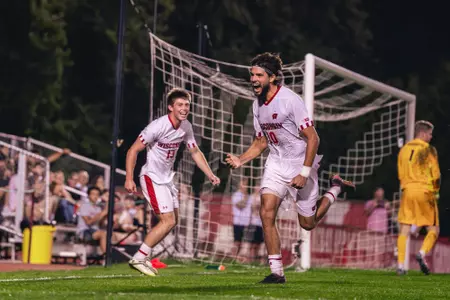 Cristobal Porter celebrates a goal against Marquette
