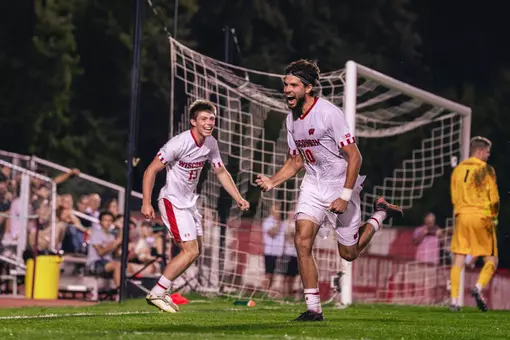 Cristobal Porter celebrates a goal against Marquette