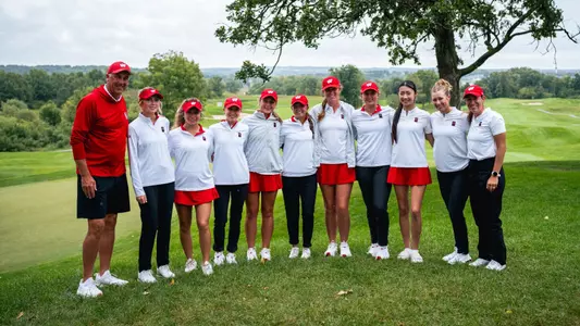 Wisconsin women's golf poses after a third place finish at the 2026 Badger Invitational