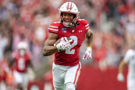 Chris Brooks Jr. receives a touchdown pass against Eastern Michigan