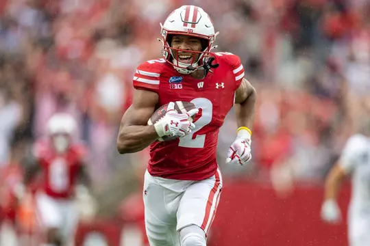 Chris Brooks Jr. receives a touchdown pass against Eastern Michigan