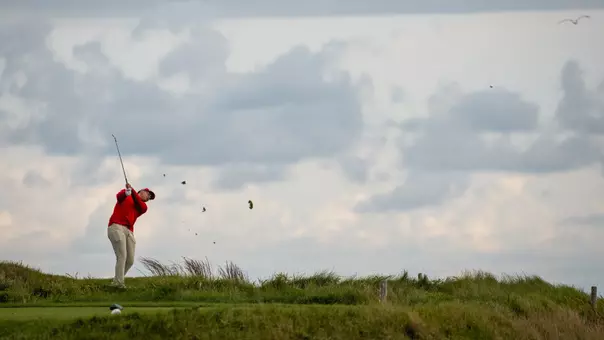 Joseph Gutierrez hits a drive at Whistling Straits on Sept. 21, 2026