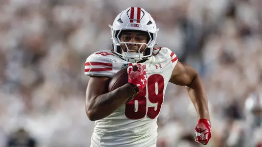 Wisconsin Badgers during an NCAA Big Ten Conference college football game against the Penn State Nittany Lions, Sept. 26, 2026, in State College, Pa. The Badgedrs won 24-20. (Photo by David Stluka/Wisconsin Athletic Communications)