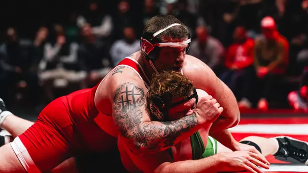 Braxton Amons pins an opponent in the 2025-26 season