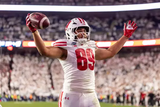 Jacob Harries celebrates a touchdown