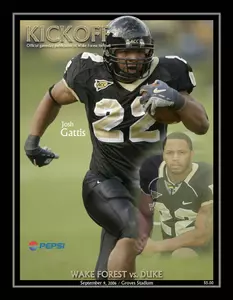 Senior safety Josh Gattis is on the cover of this week's game program.