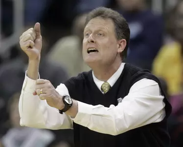 Wake Forest coach Mike Petersen directs his team during the second half. (AP Photo/Chuck Burton)